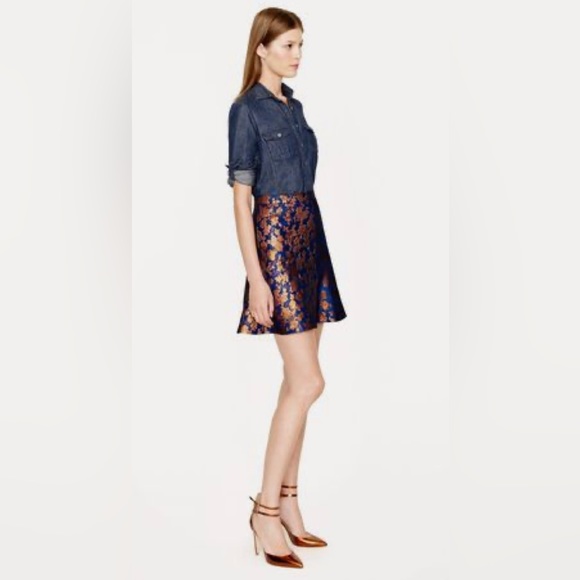 J. Crew Collection “In Bloom” skirt in navy and bronze. - Picture 2 of 6